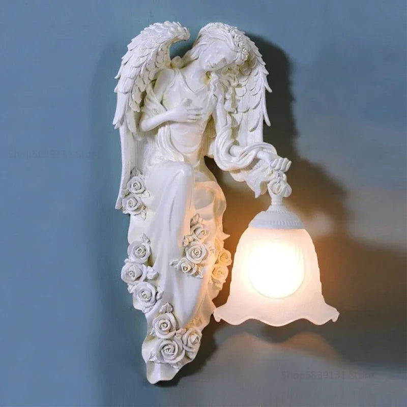 applique murale led moderne nordique ange sirène décorative en résine