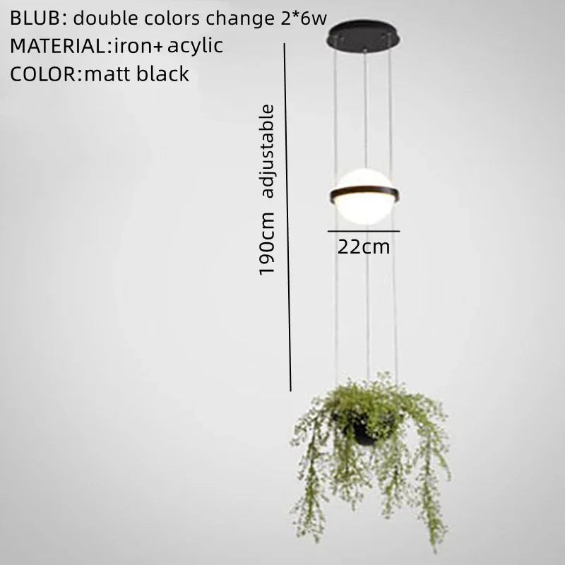 lustre moderne diy led avec pot de fleurs pour jardin céleste