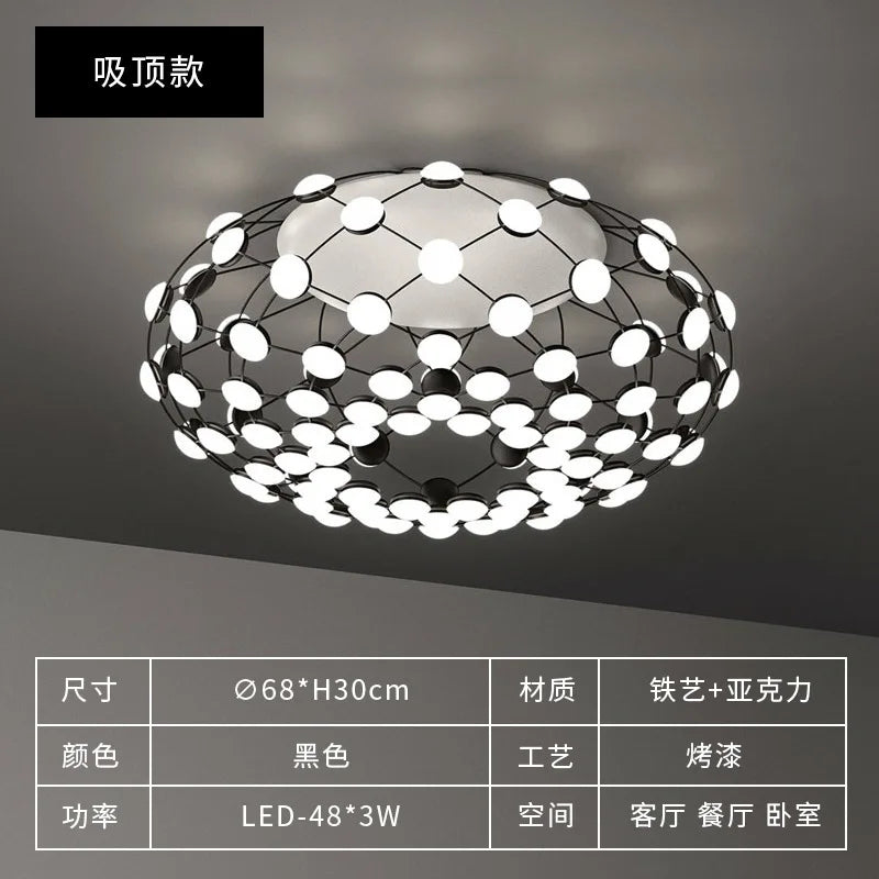 Lustre Designer italien Led nordique noir blanc salle à manger filet de pêche