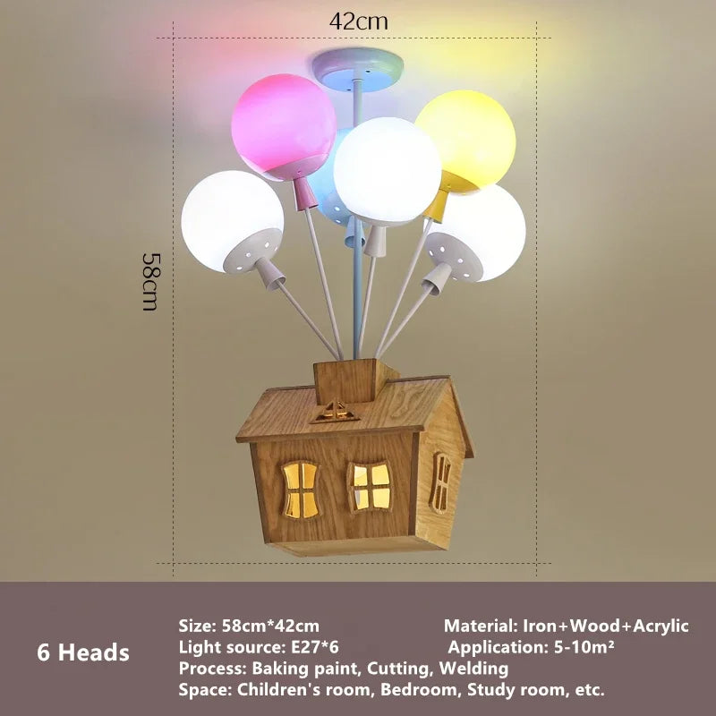 suspension moderne led ballon dessin animé pour enfants