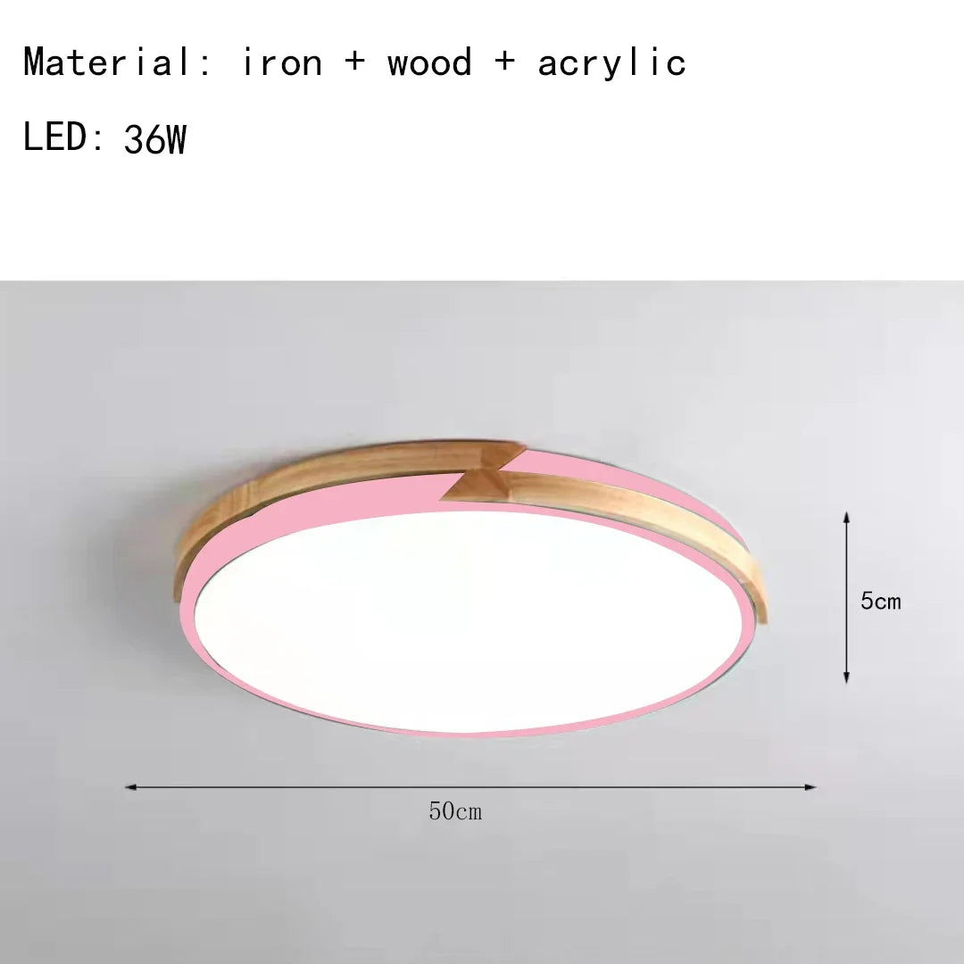 plafonnier led ultra-mince à intensité variable en bois
