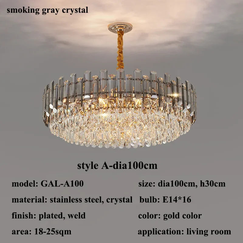 lustre de luxe moderne en cristal transparent pour décoration intérieure