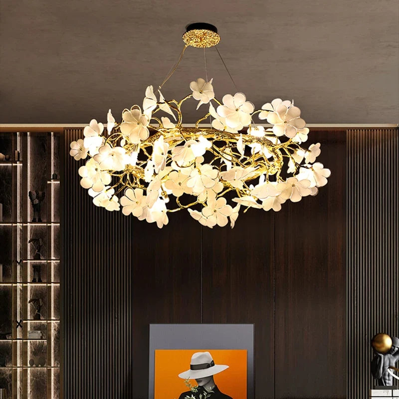 lustre moderne en anneau éclairage de luxe décoration suspendue