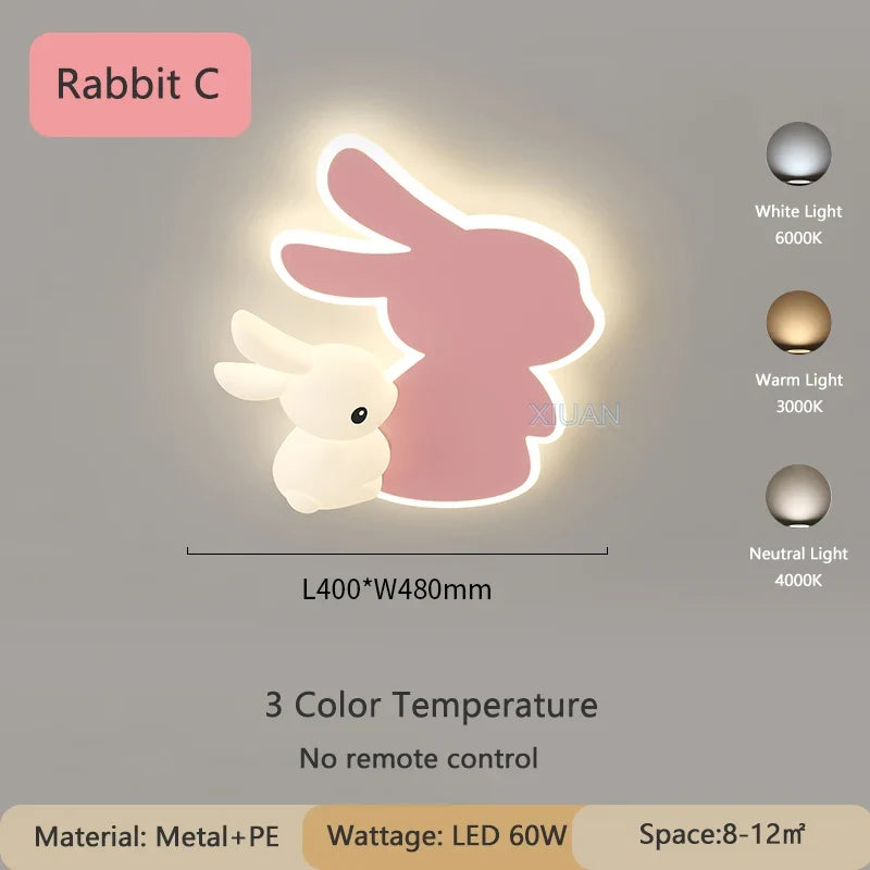 Creative Children's Room Ceiling Lamps Carrot Cloud Rabbit Ceiling Light Nursery Room School Baby Girl Bedroom Chandelier AC220V