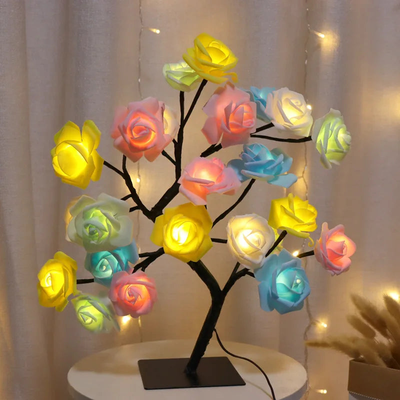 lampe de table led arbre cerisier cristal veilleuse nordique