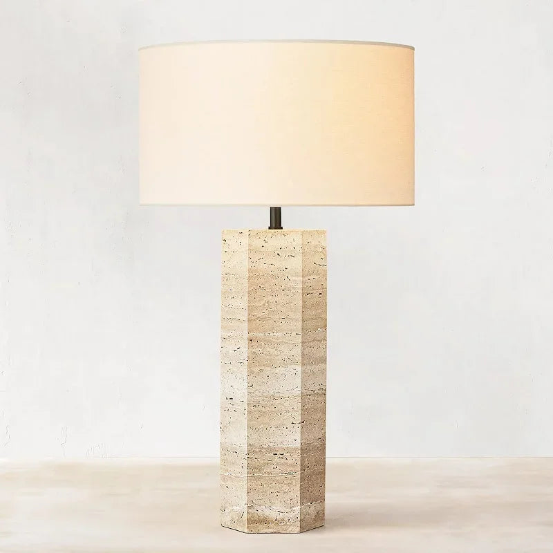 lampe à poser post-moderne en travertin style wabi-sabi art déco