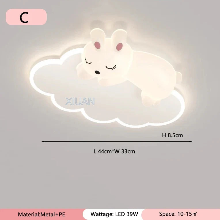 Cartoon Carrot Rabbit Lamps Warm Kids Bedroom Ceiling Light for Baby Girl Boy Childern's Room Lighting 220V Cloud Ceiling Light