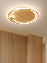 lustre moderne en bois avec éclairage intelligent circulaire