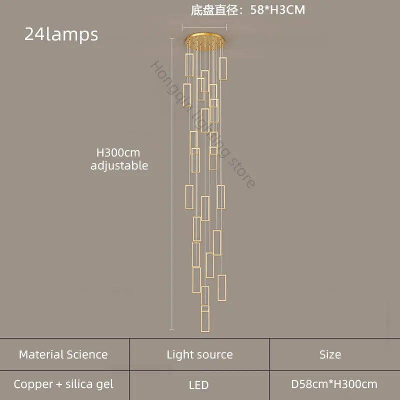 lustre moderne en cuivre avec éclairage LED design élégant