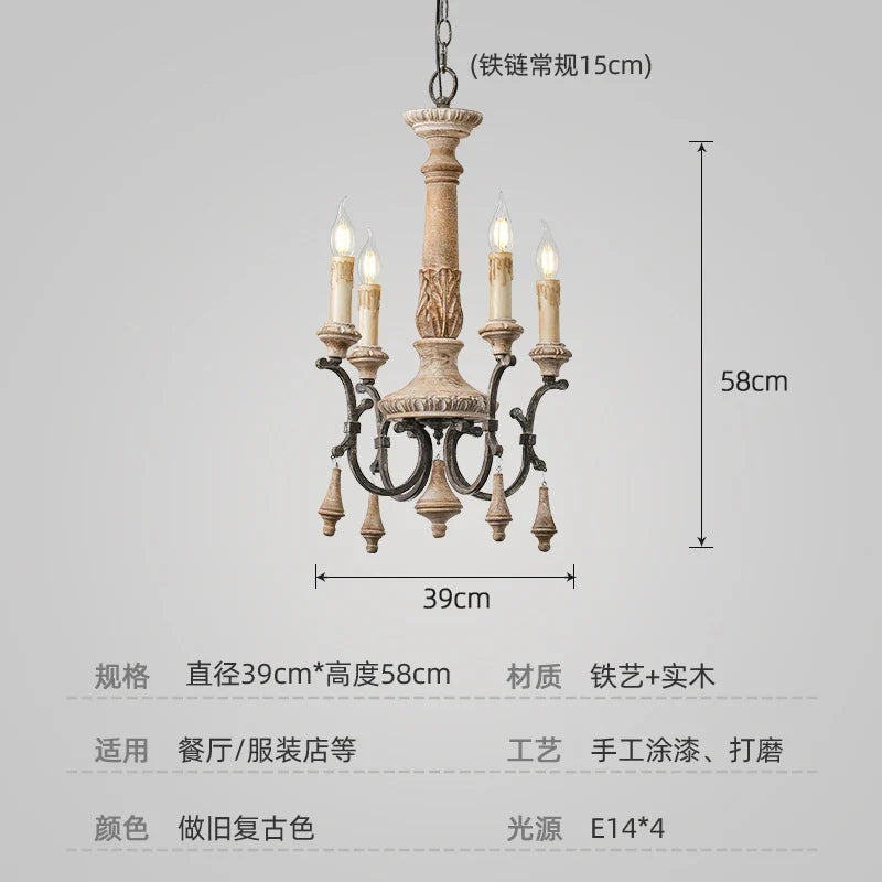 lustre vintage en bois sculpté pour un éclairage élégant à la maison