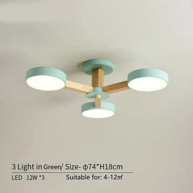 Modern Wooden Ceiling Light For Living Room 3/6/8 Lights Indoor Led Lights Luminaire Suspension Decoration Bedroom Hanglamp