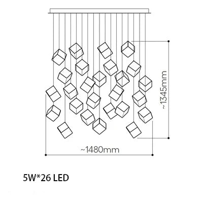 Modern cubic design villa pendant lights, Nordic living room, hotel lobby lights, restaurant, bar interior decoration lights