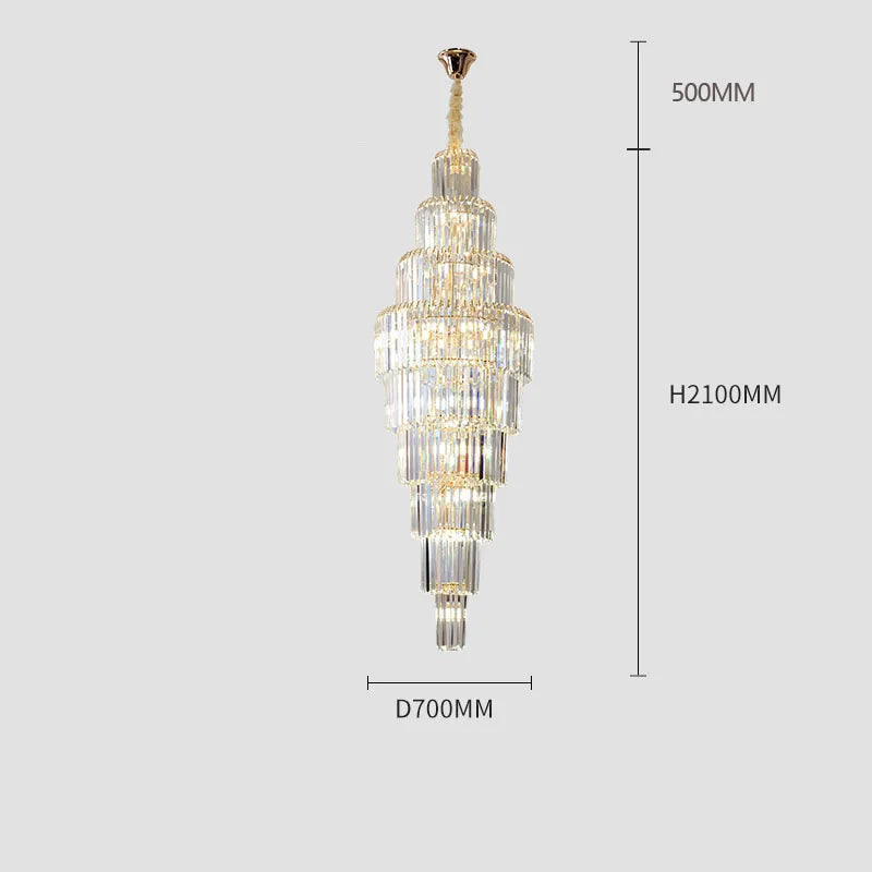 lustre en cristal pour escalier et halls d'hôtel