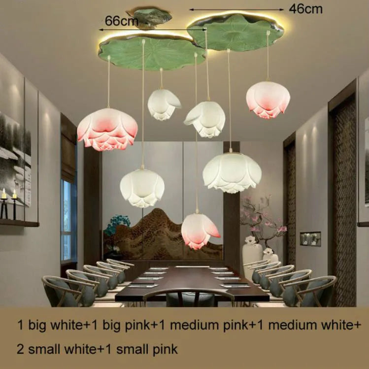 Suspension fleur Lotus style rétro LED