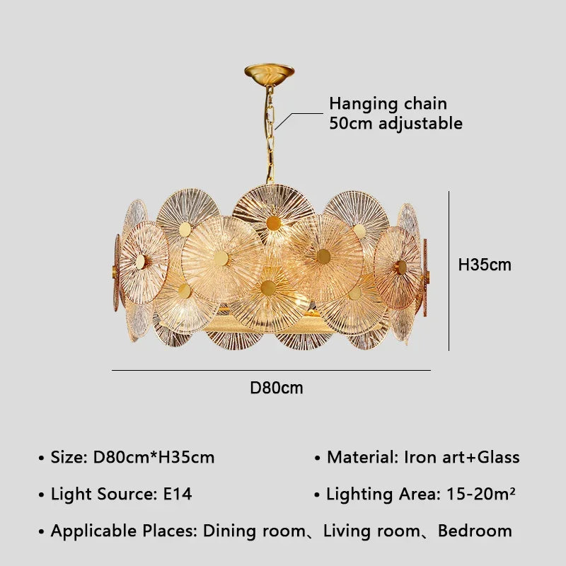 lustre en verre moderne avec lumière led design élégant
