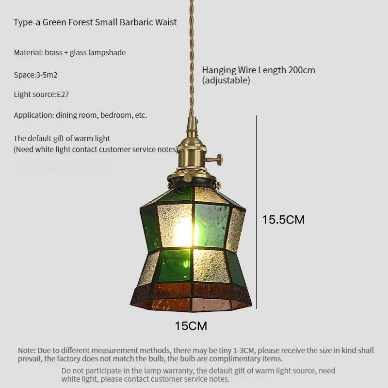 lustre antique de luxe suspendu en verre et laiton