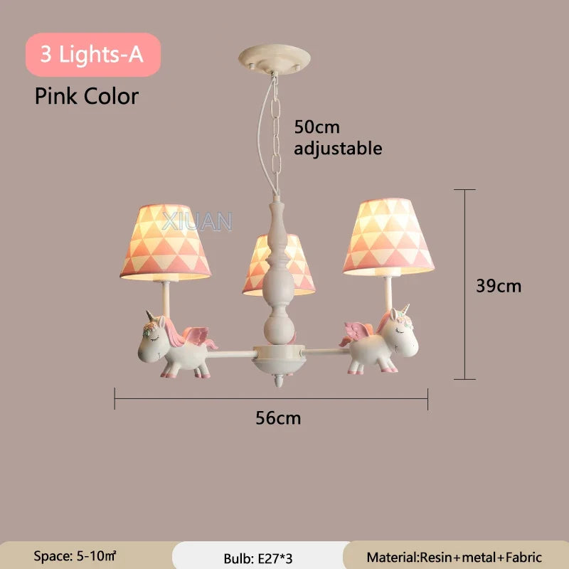 lustre licorne dessin animé pour chambre d'enfant suspendu