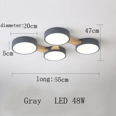 plafonnier moderne en bois avec éclairage led intérieur