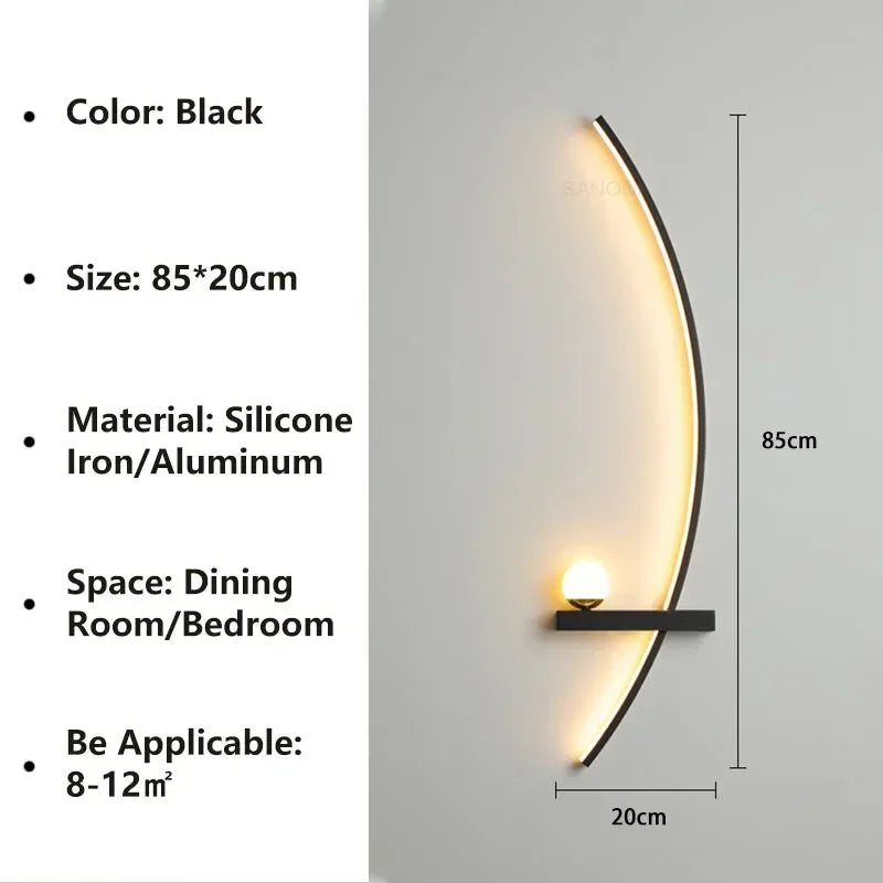 applique murale led nordique rayée pour décoration intérieure