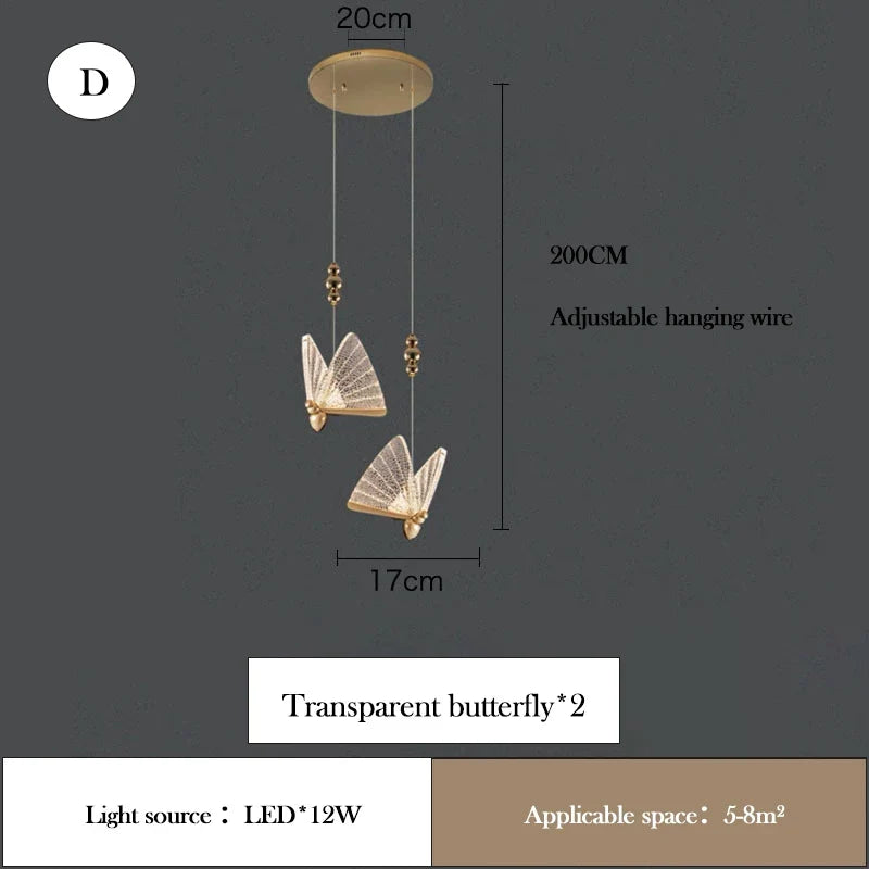 lustre papillon lumineux pour chambre d'enfants créative
