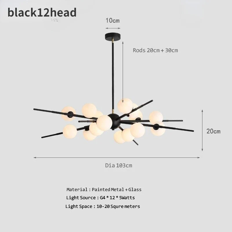 lampe moderne simple en cuivre décoration moléculaire nordique