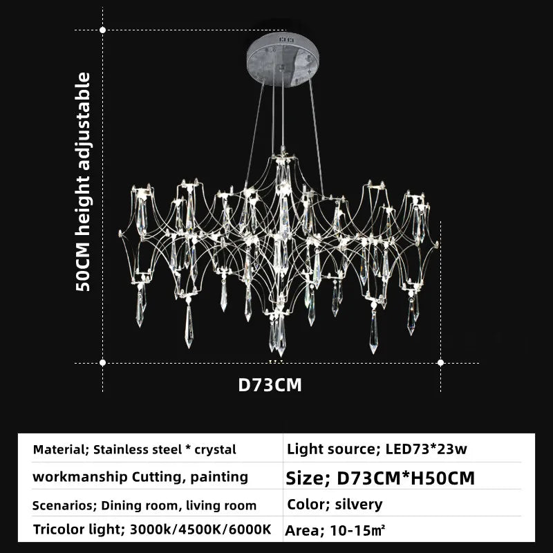 lustre post-moderne cube de lumière en cristal acier inoxydable led