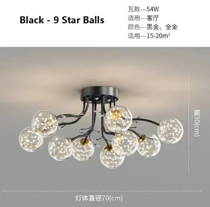 lustre à led en verre bulles design moderne et élégant