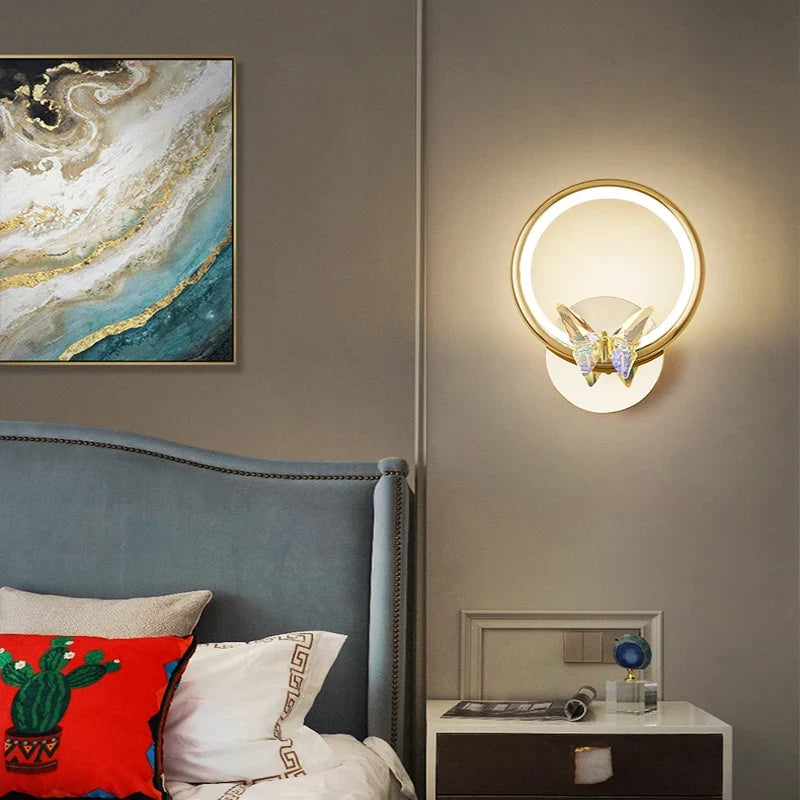 applique murale led papillon en cristal montage en surface