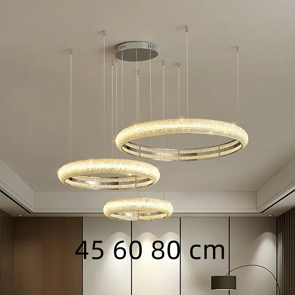 lustre moderne en chrome et cristal pour décoration intérieure