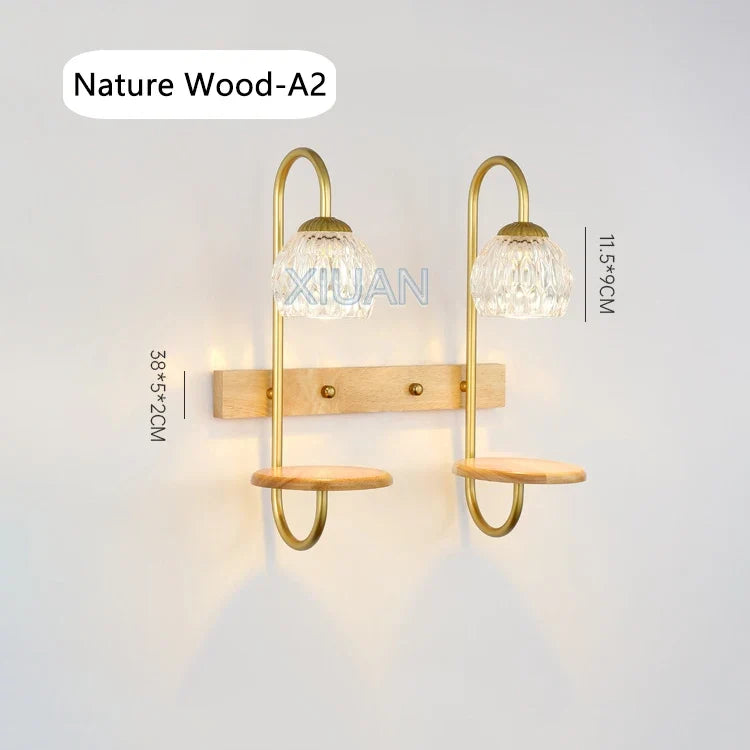 appliques murales led modernes avec étagère en verre transparent