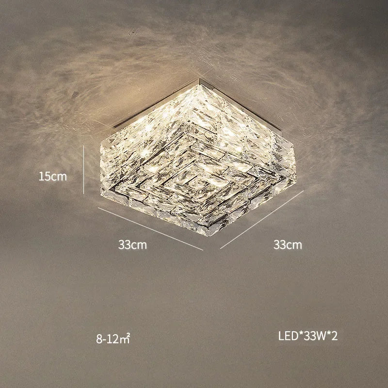 plafonnier led carré en cristal design moderne pour décoration intérieure