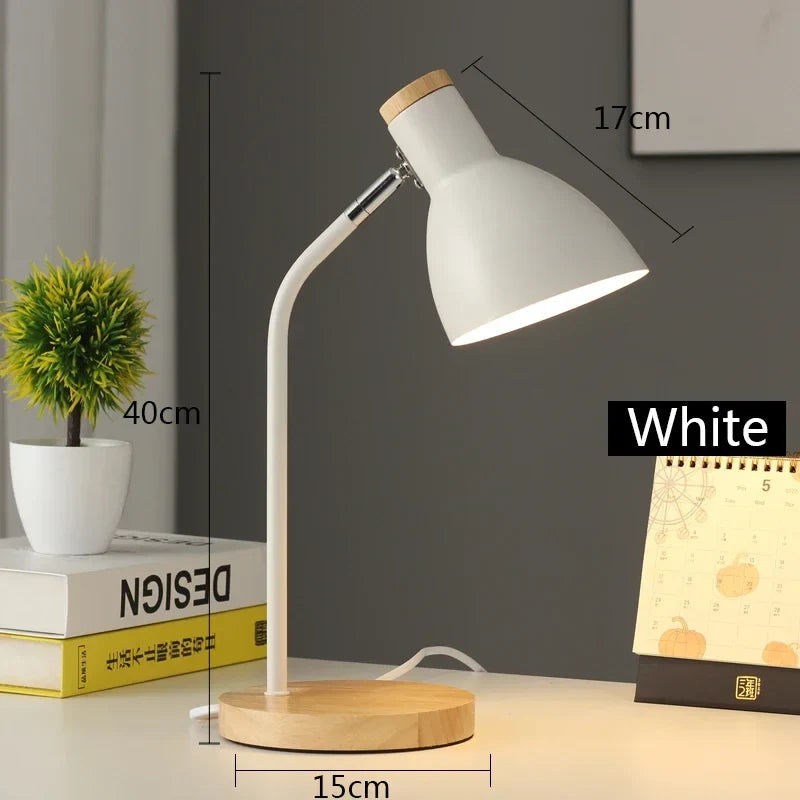 lampe de table led en bois et fer art nordique protection des yeux