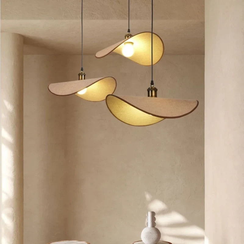 suspension Wabi Sabi minimalisme E27 Led lumière rétro chapeau Led suspension lampe salle à manger nordique lampe Led Droplight Luminarias