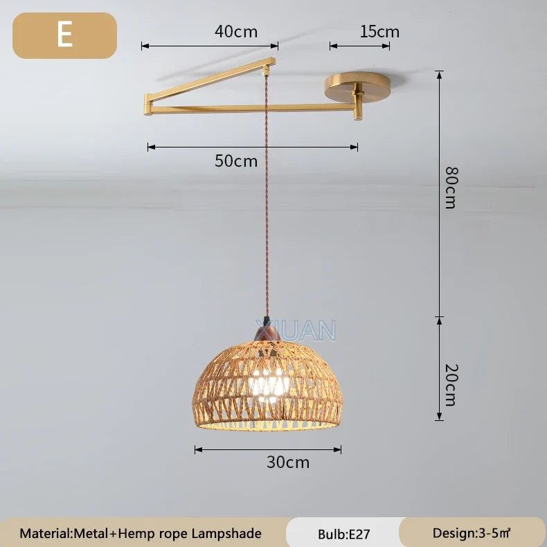 lustre wabi-sabi vintage avec tissu appliqué pliant