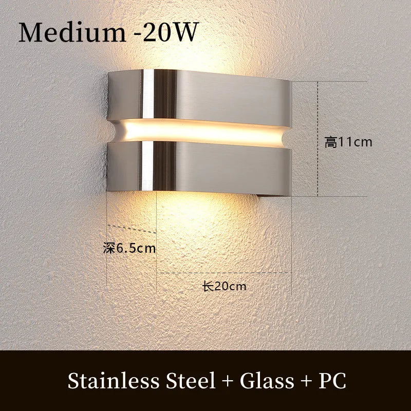 applique murale led moderne en acier inoxydable étanche pour extérieur