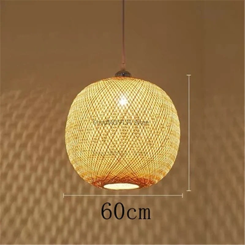 lustre moderne nordique en bambou tissé à la main led
