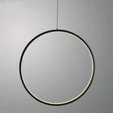 Suspension LED minimalistes lumière anneau rond cercle lustre maison pour salon éclairage intérieur lustre noir luminaires