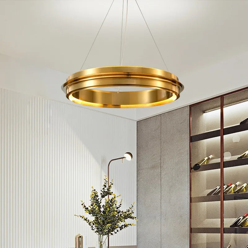 lustre led italien post-moderne avec anneau de suspension