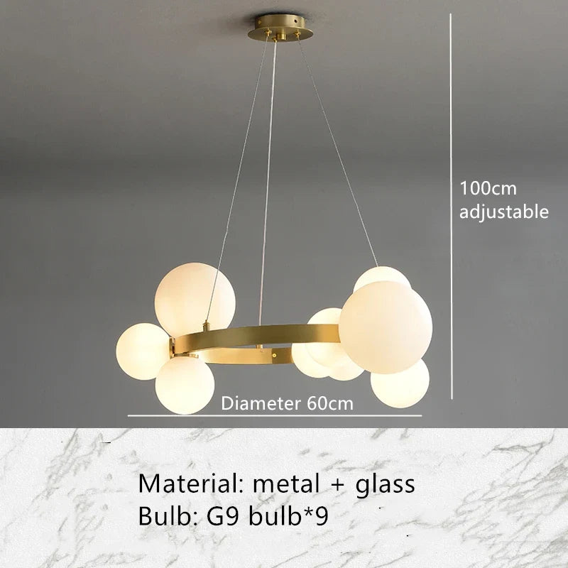 Clear White Glass Ball Pendant Light Parlor Restaurant Bedroom Hanging Lamp Cord Adjustable Include G9 Bulb Good Packaging