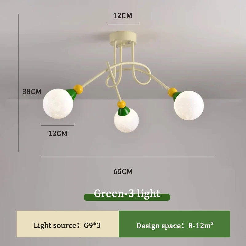 lustre nordique coloré pour chambre d'enfant moderne et simple