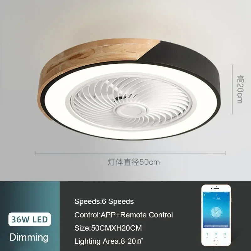 ventilateur de plafond intelligent avec lumière et pales réversibles 6 vitesses