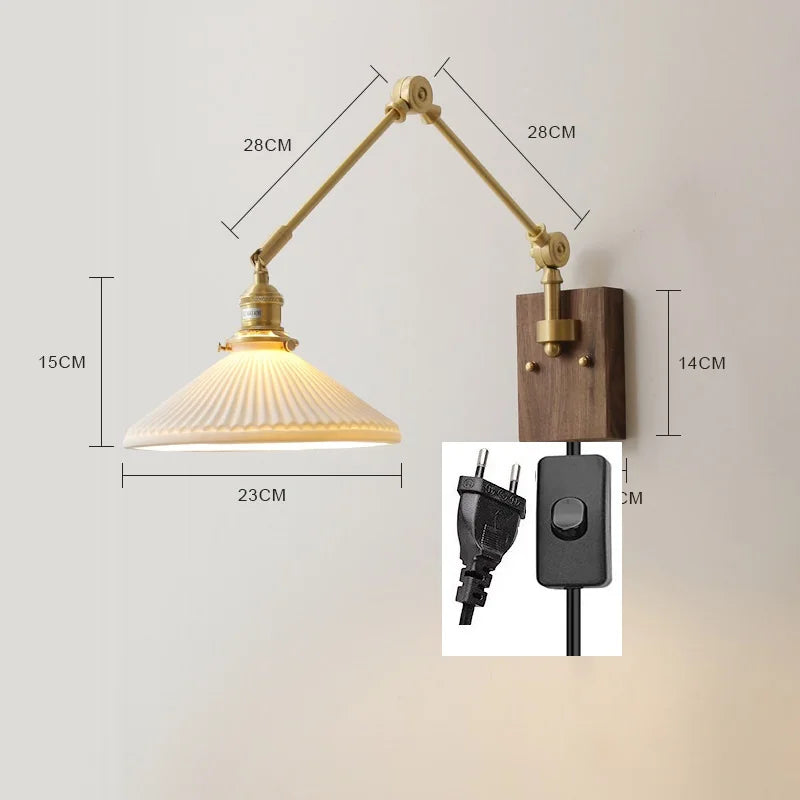 iwhd Applique murale led pivotante en cuivre avec interrupteur à chaîne