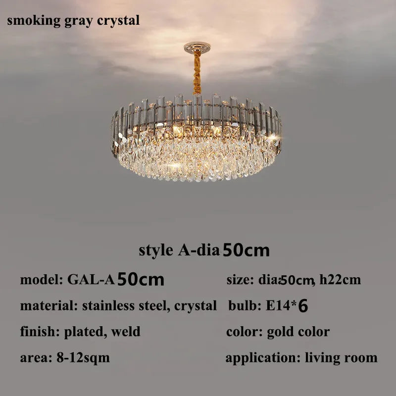 lustre de luxe moderne en cristal transparent pour décoration intérieure