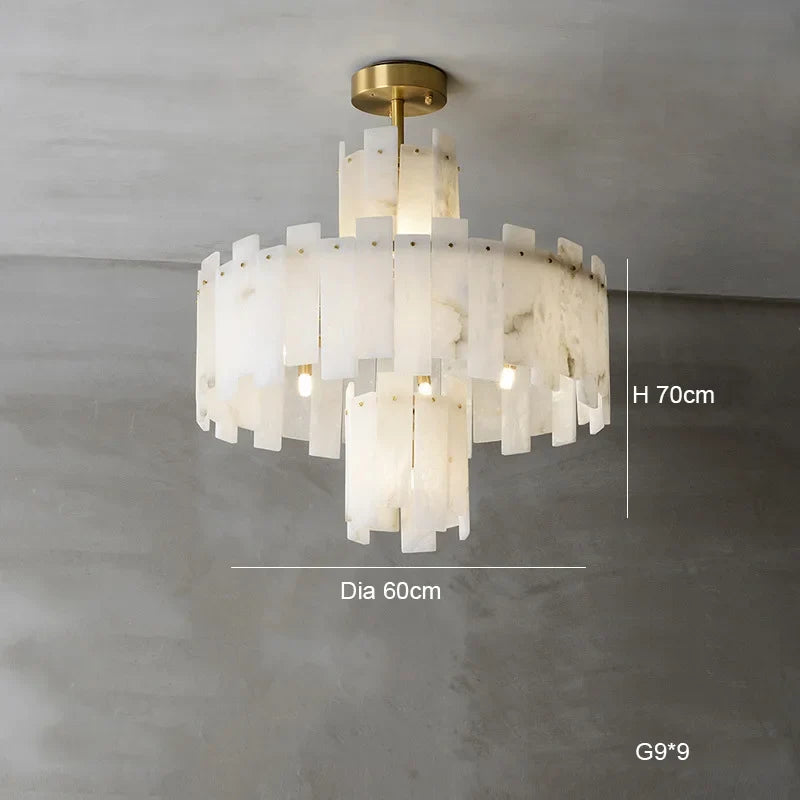 lustre suspension élégant en marbre naturel led postmoderne pour villa