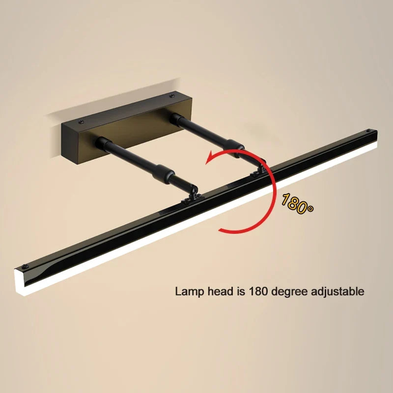 lampe frontale à miroir rétractable pour toilettes