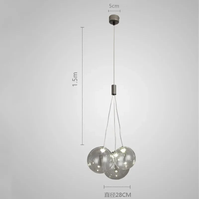 lustre nordique en verre avec suspension led pour décoration intérieure