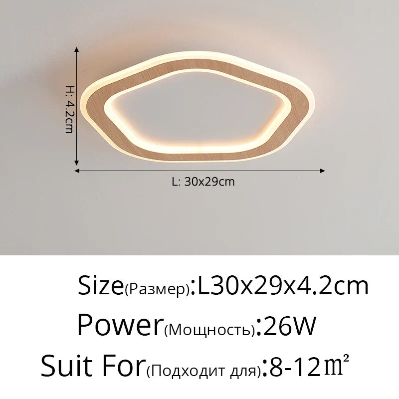 plafonnier led ultra-mince en bois massif style nordique moderne
