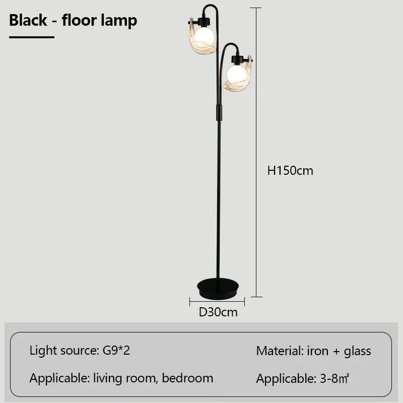 lustre de luxe en verre de coquille avec lampes led créatives