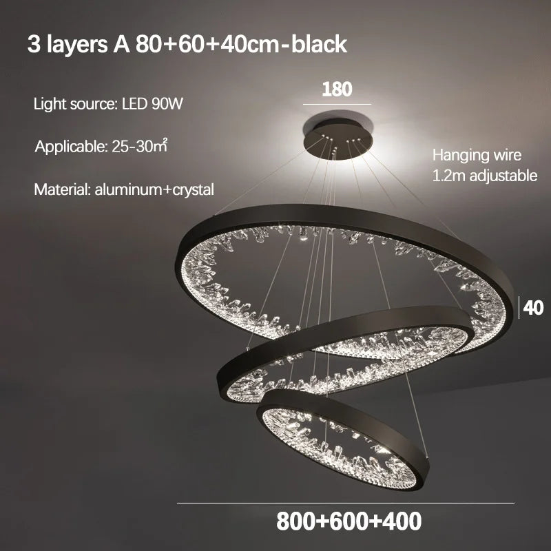 lustre en cristal design luxe avec éclairage led