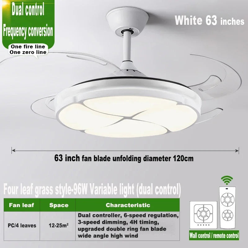 plafonnier moderne silencieux avec lumière et ventilateur intégré